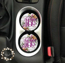 Load image into Gallery viewer, Shiplap/Floral Car Coaster