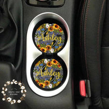 Load image into Gallery viewer, Rustic Wood/Floral Car Coaster