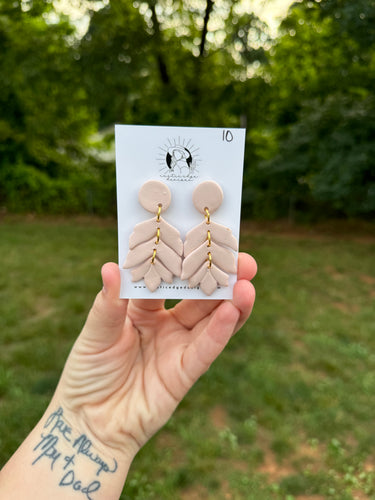RTS Baby Pink Leaf Clay Earrings