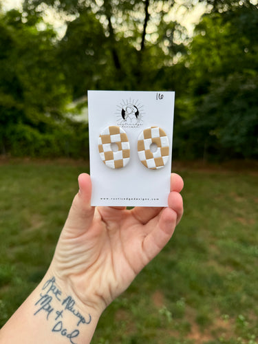 RTS Checkerboard Stud Clay Earrings