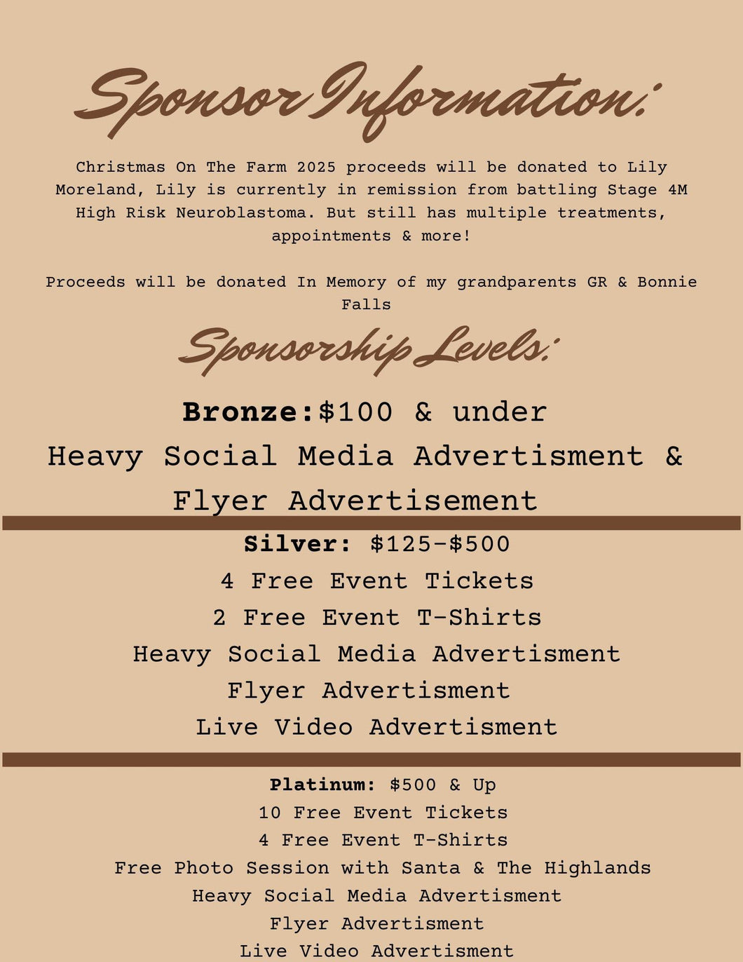 Christmas On The Farm Sponsor For Escape Concepts