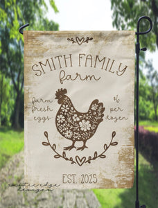 Family Farm Chicken Garden Flag
