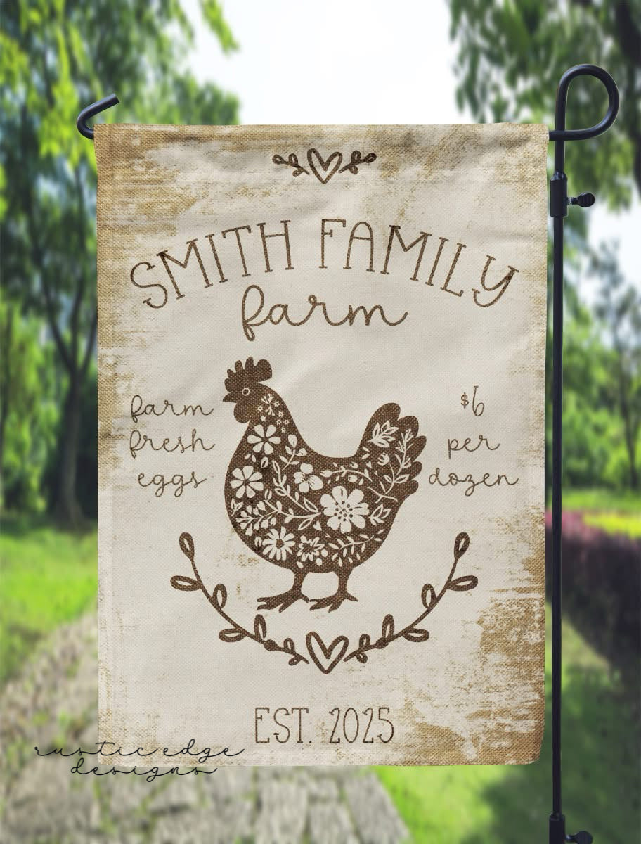 Family Farm Chicken Garden Flag