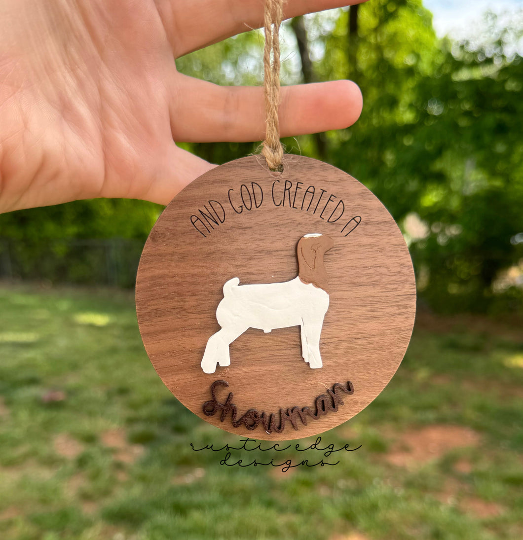 And God Created A Showman Wether Goat Ornament