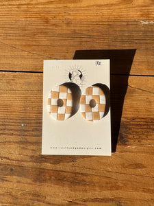 Ready To Ship Checkered Long Stud Clay Earrings