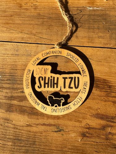 Ready To Ship Love My Shih Tzu Ornaments