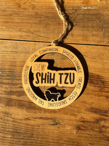 Ready To Ship Love My Shih Tzu Ornaments