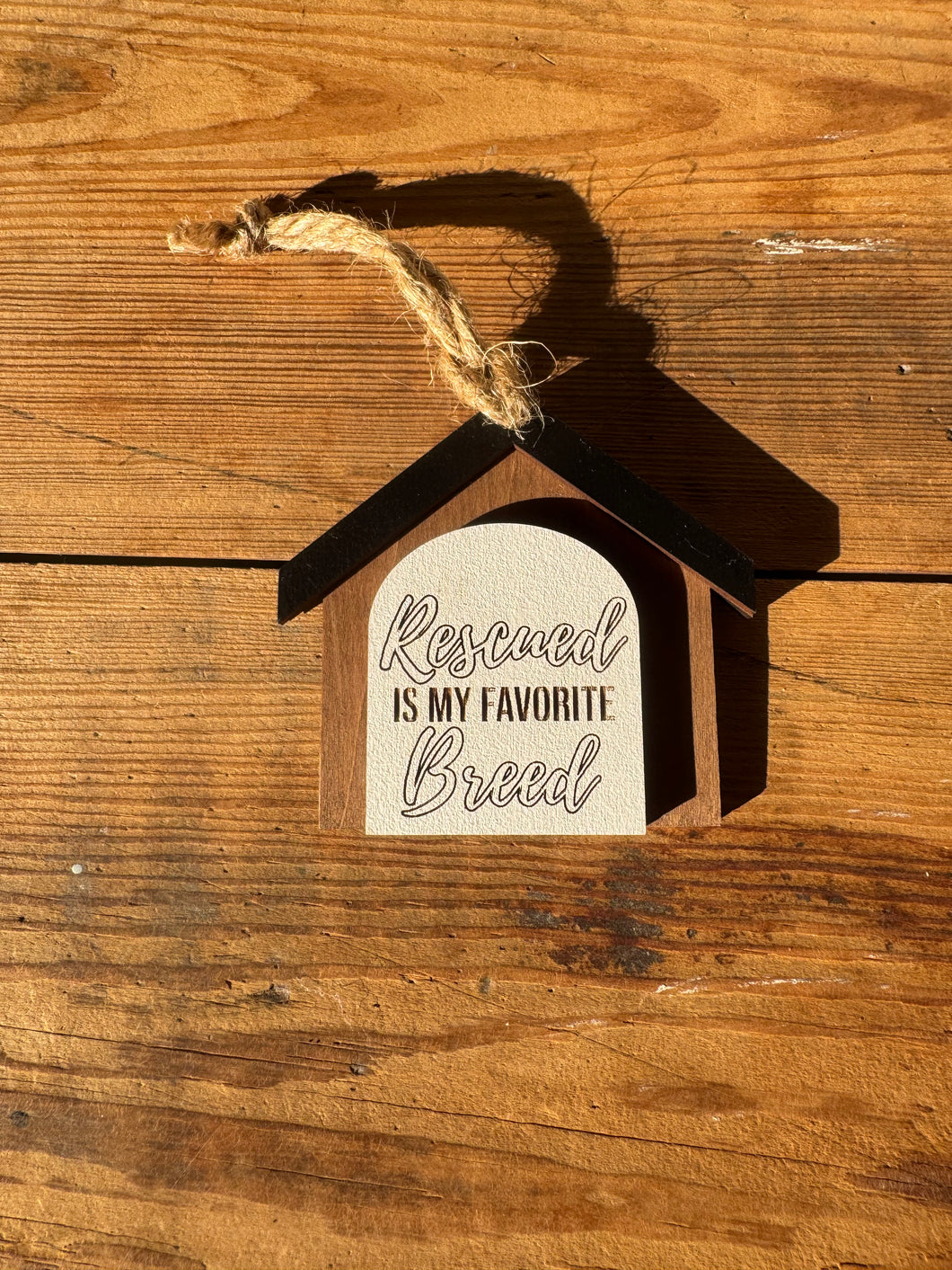 Ready To Ship Rescued Is My Favorite Breed 3D Ornament