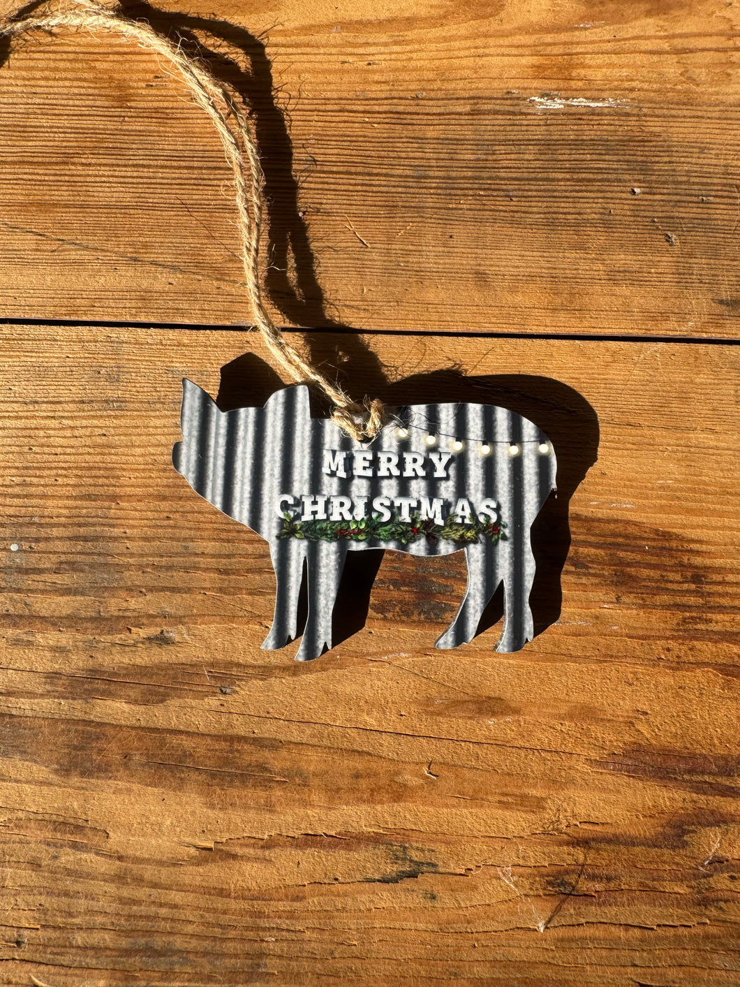 Ready To Ship Merry Christmas Pig Ornament