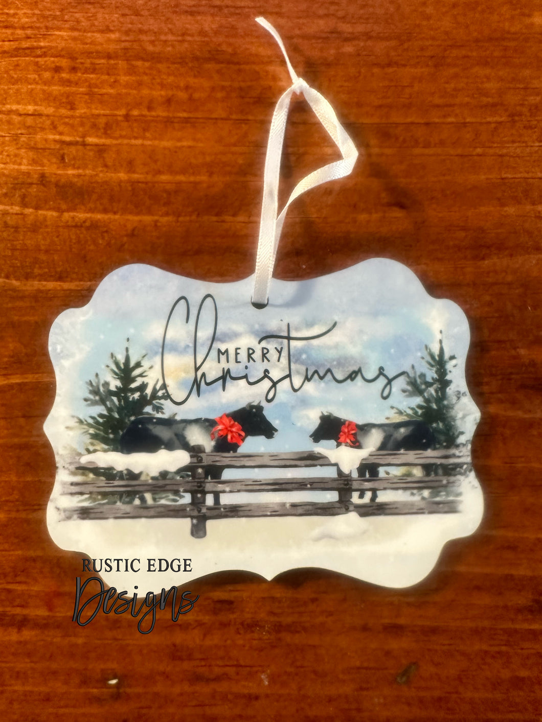 Merry Christmas Cow Ornament