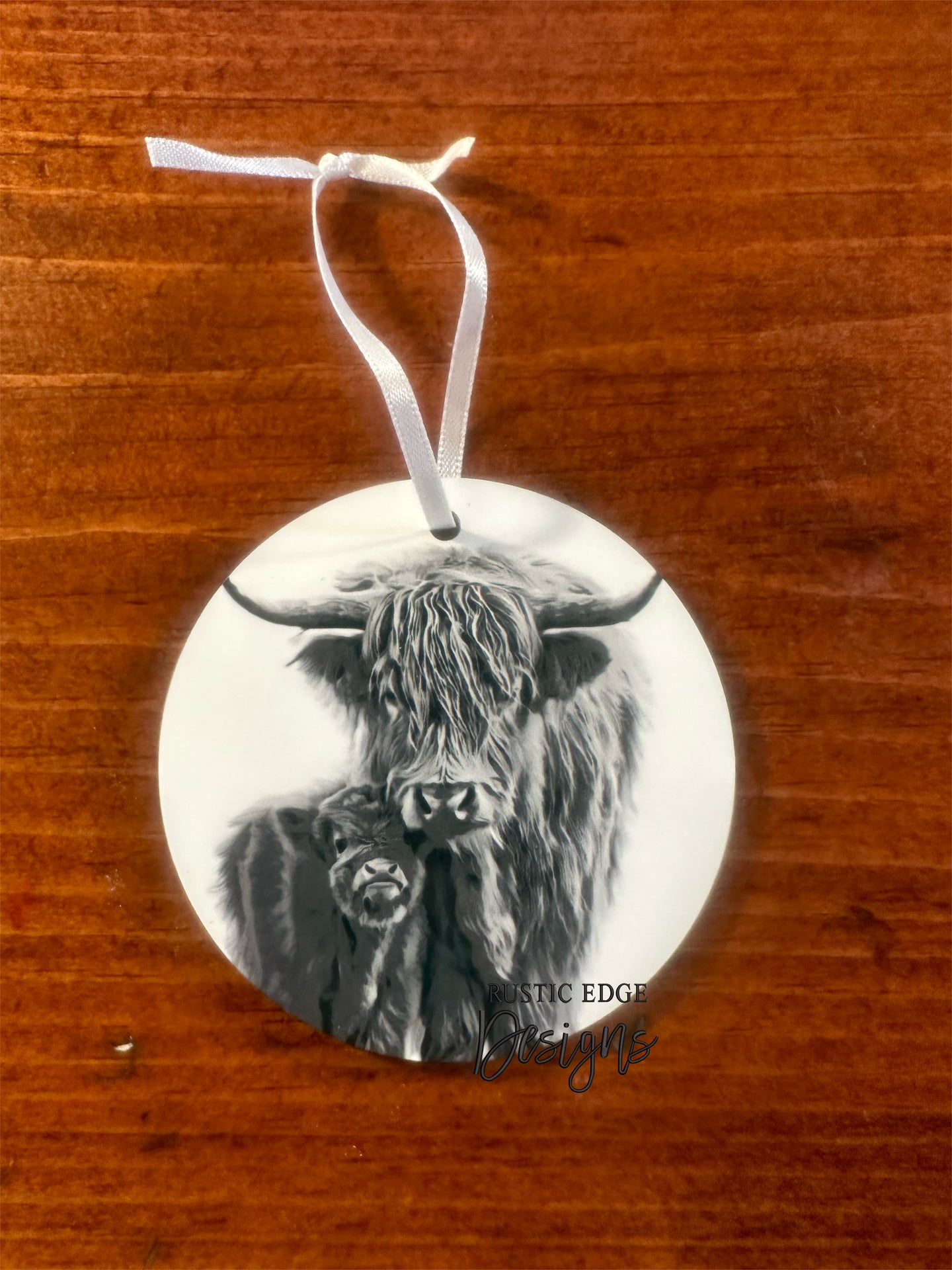 Highland Cow & Calf Ornament