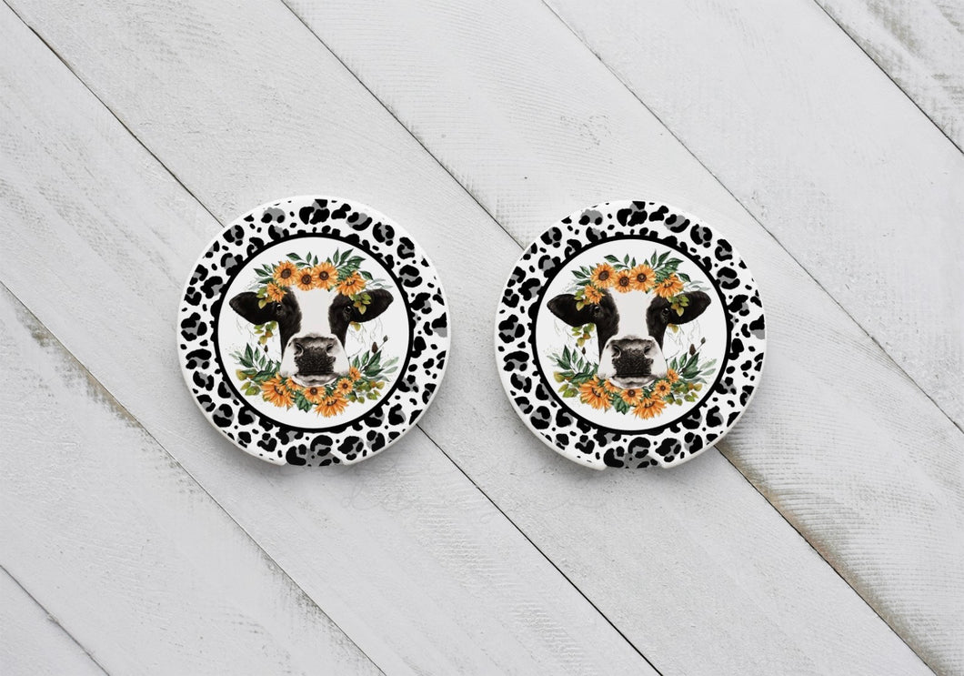 Sunflower Holstein Car Coasters