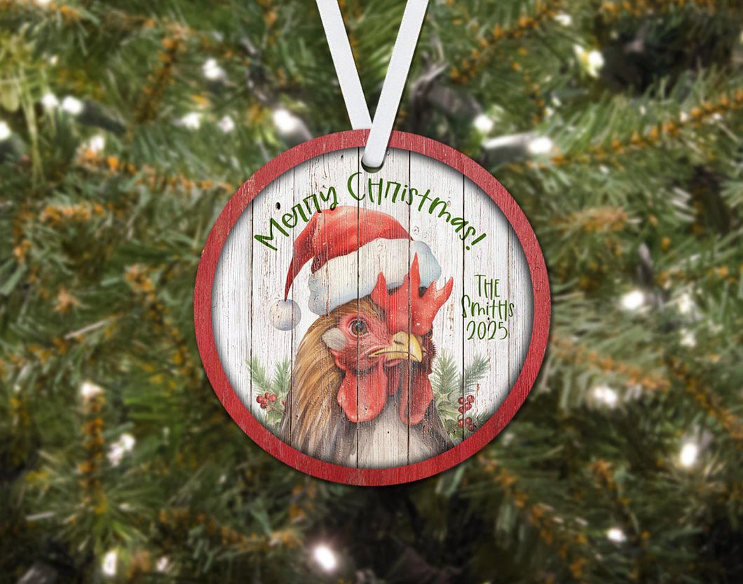 Christmas Chicken Personalizable Ornament