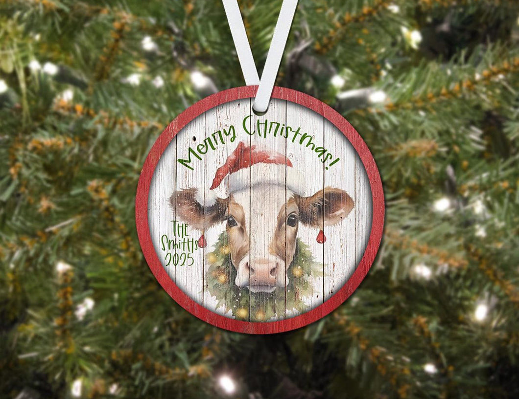 Christmas Cow Personalizable Ornament