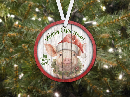 Christmas Pig Personalizable Ornament