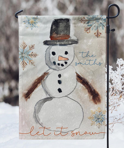 Let It Snow Snowman Personalizable Garden Flag