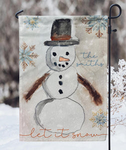 Let It Snow Snowman Personalizable Garden Flag