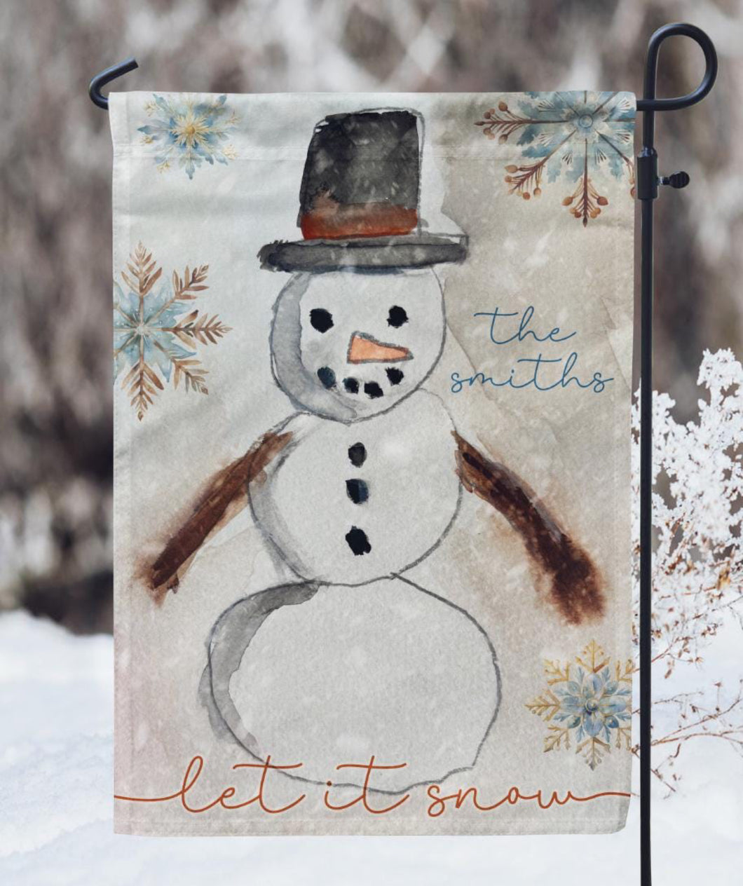 Let It Snow Snowman Personalizable Garden Flag