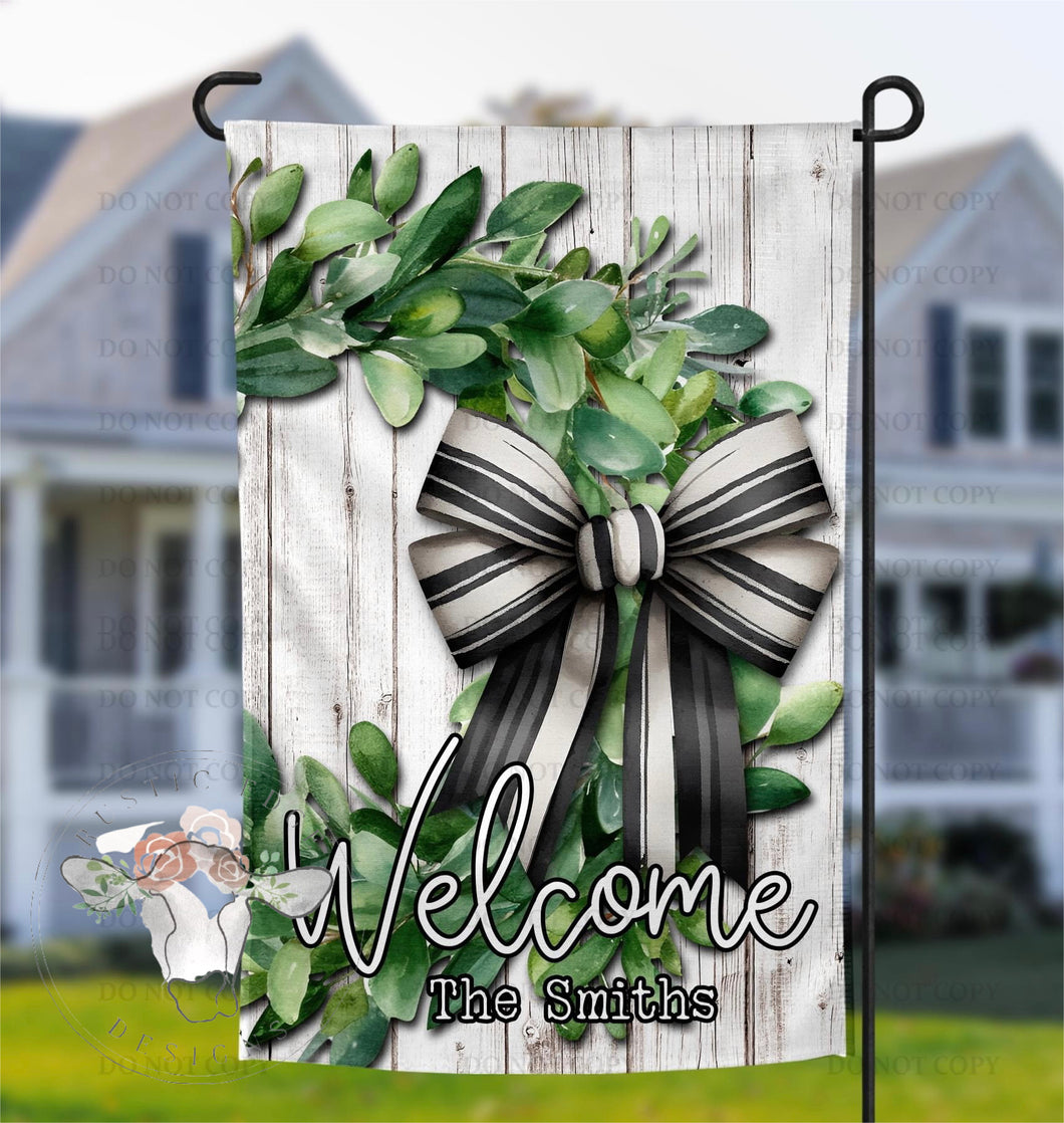 Customizable Welcome Wreath Garden Flag