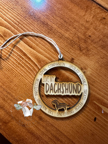 I Love My Dashound Ornament