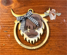 Load image into Gallery viewer, Moooey Christmas Highland Ornament