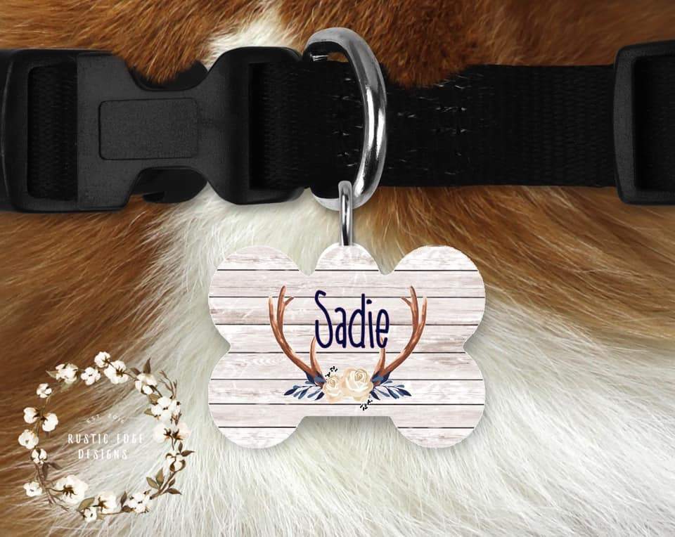 Blue Floral Customizable Pet Tag