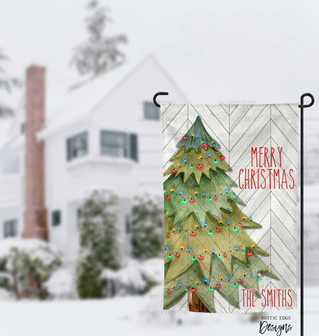 Merry Christmas Customizable Tree Garden Flag