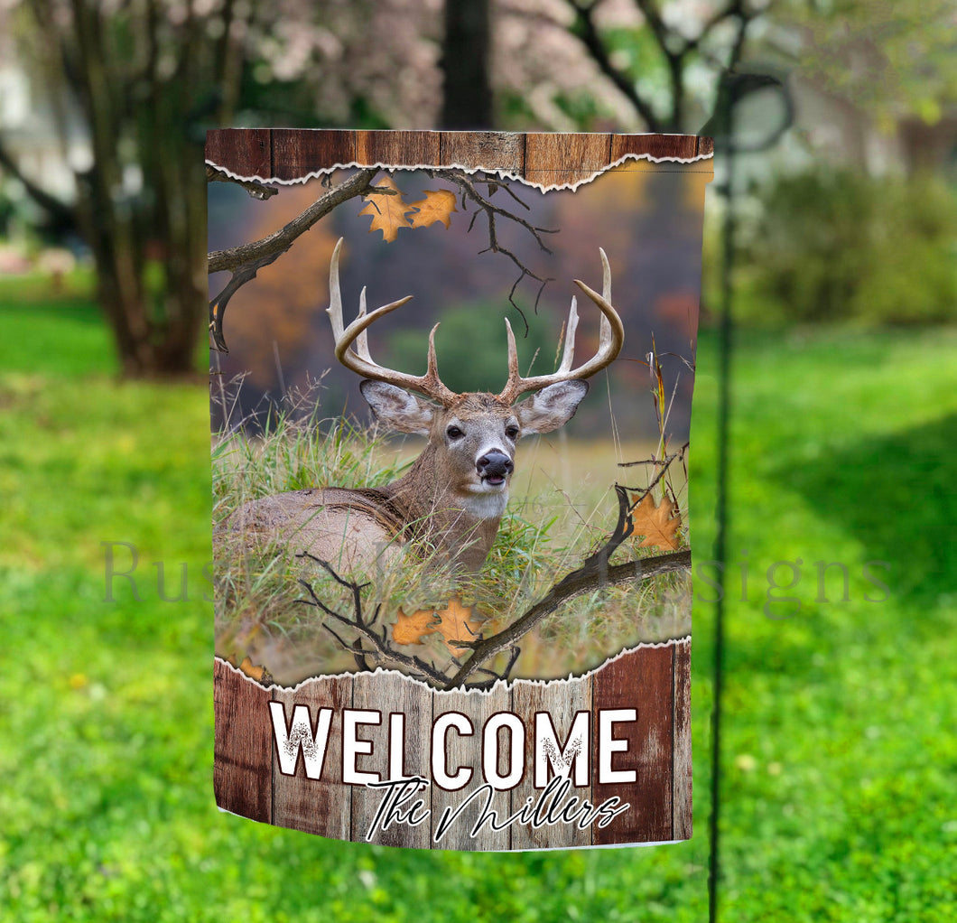 Customizable Buck Garden Flag