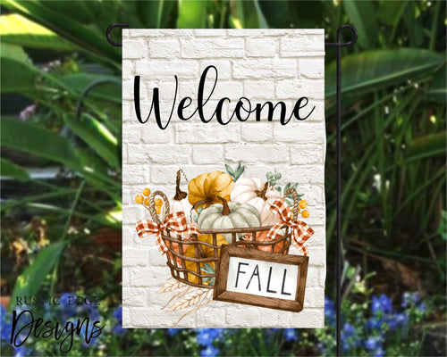 Welcome Fall Basket Garden Flag