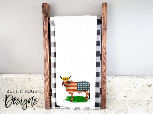 Sunflower & American Flag Brahma Cow Kitchen Towel