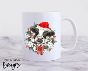 Cow Christmas Wreath Mug