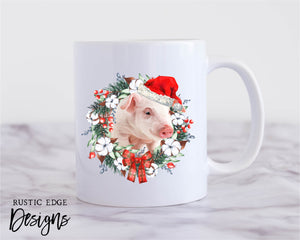 Piglet Christmas Wreath Mug