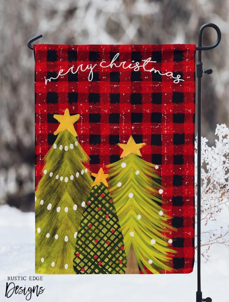 Merry Christmas Buffalo Plaid Garden Flag