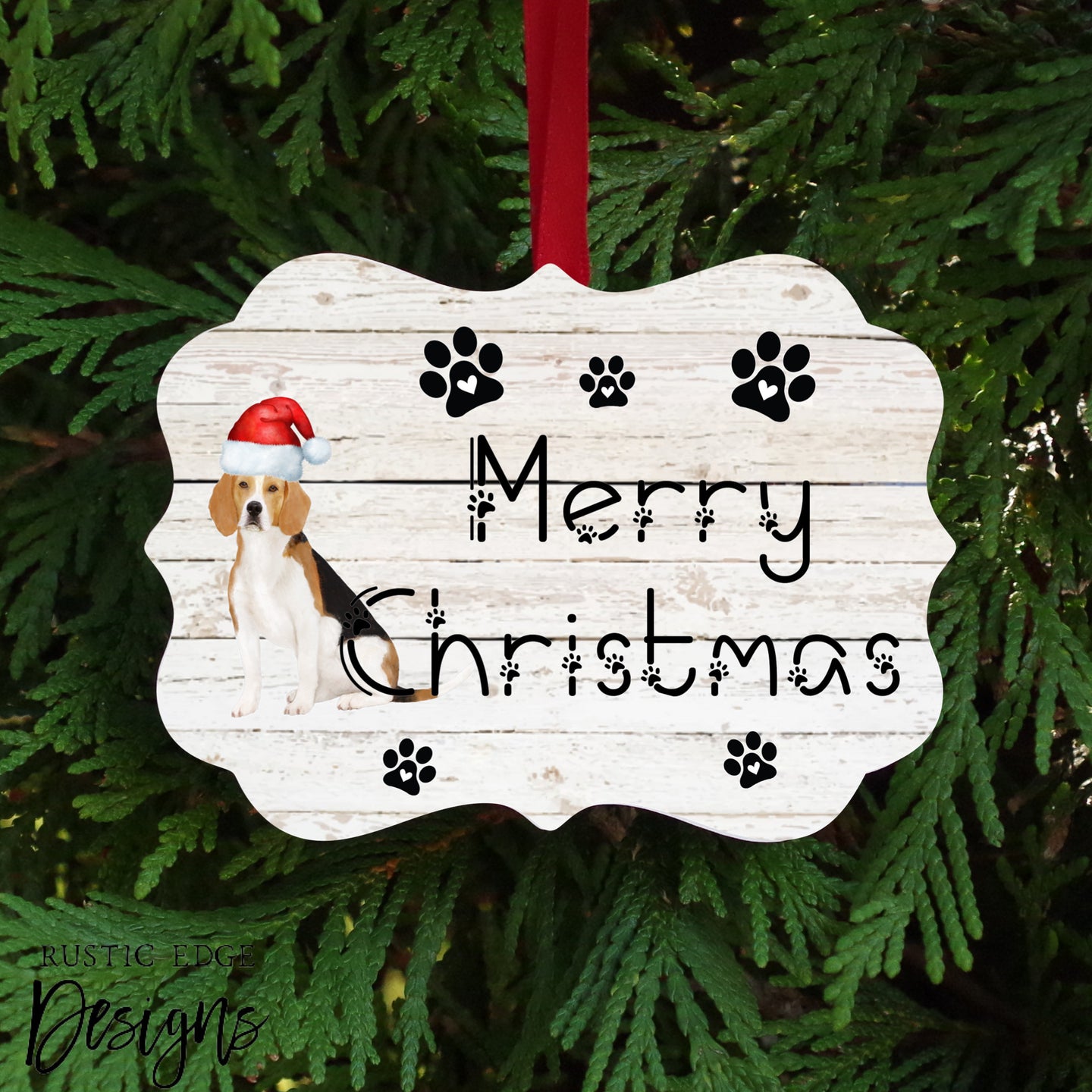 Merry Christmas Beagle Ornament