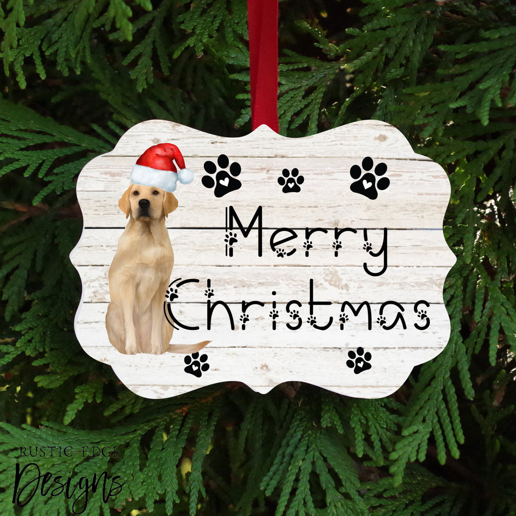 Merry Christmas Yellow Lab Ornament