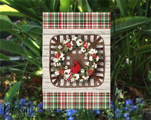 Red Cardinal Tobacco Basket Garden Flag