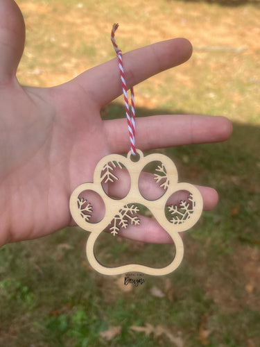 Snowflake Paw Print Ornament