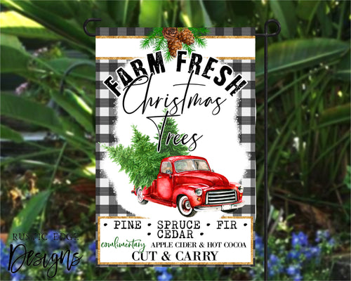 Farm Fresh Christmas Tree Garden Flag