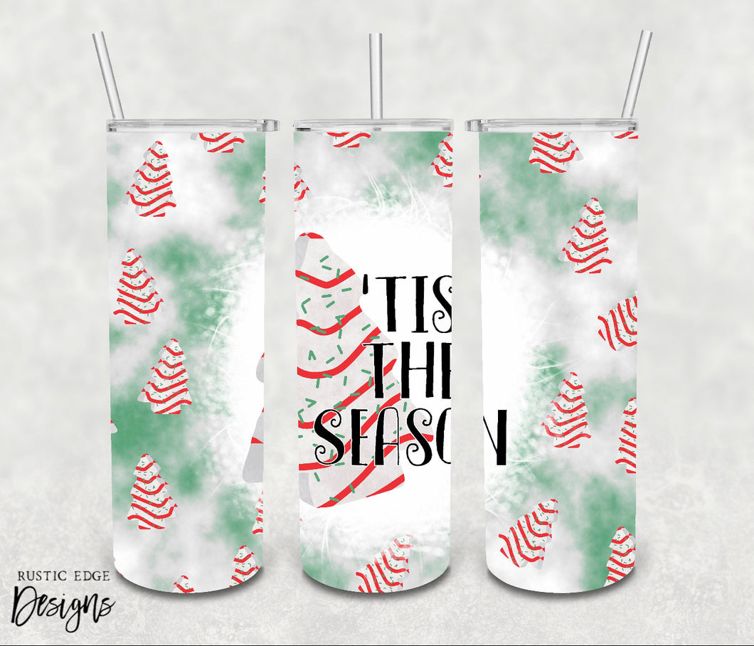 'Tis The Season Christmas Tree Cake Sublimation Tumblers