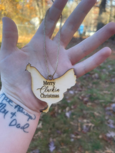 Merry Cluckin' Christmas Wooden Ornament