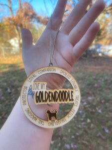 Love My Goldendoodle Wooden Ornament