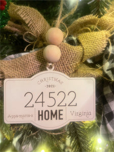 Personalized City / Zip Code Wooden Ornament