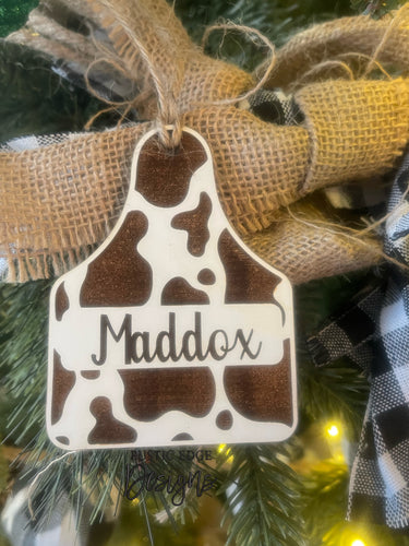 Customizable Wooden Cow Tag Ornaments