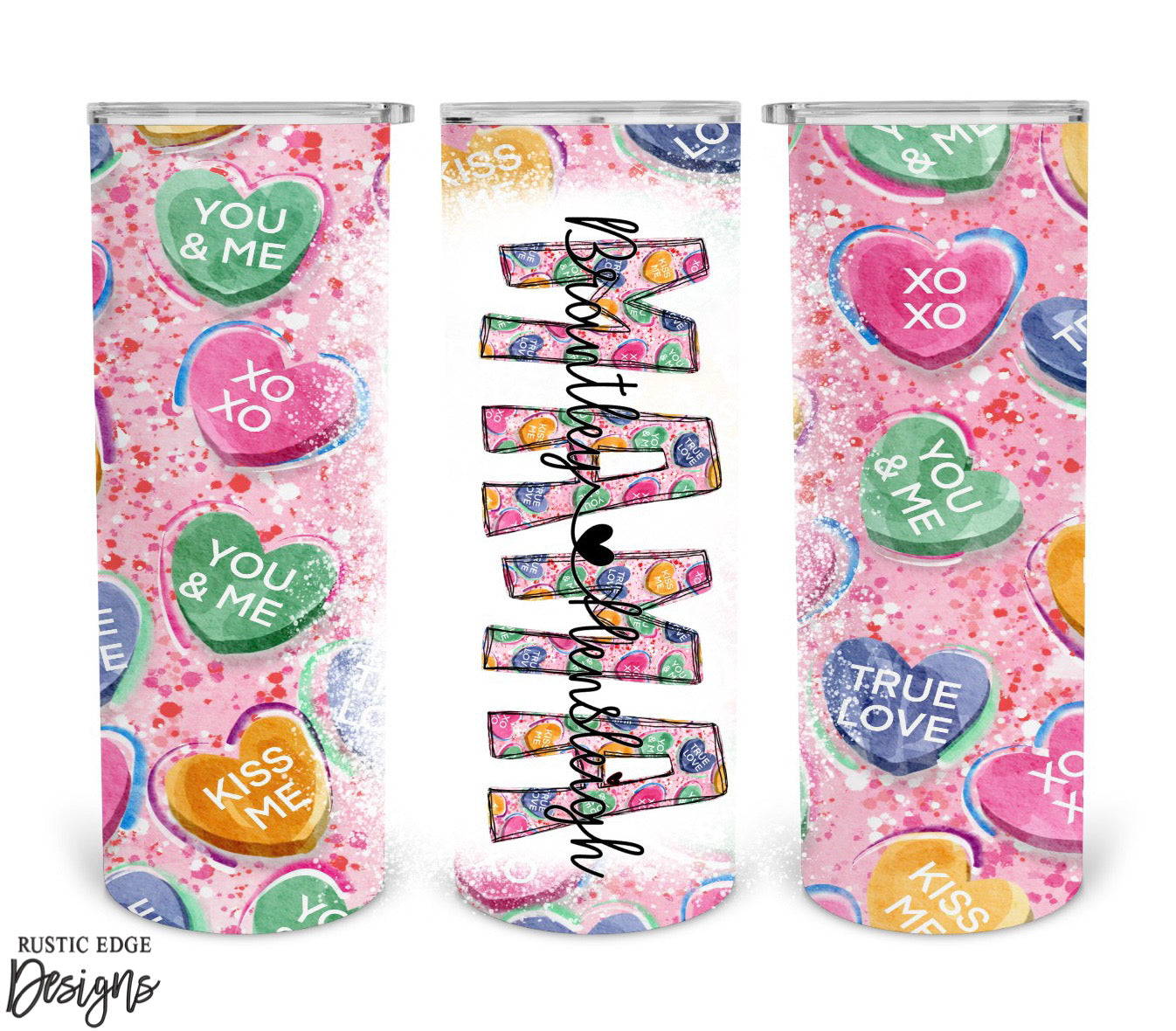 Personalized Candy Hearts Sublimation Tumbler