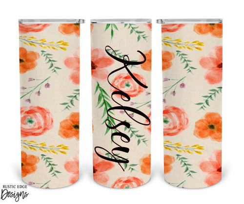 Personalized Floral Sublimation Tumbler