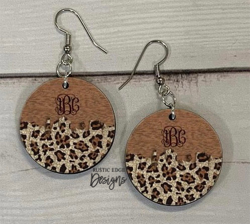 Monogram Leopard Print Earrings