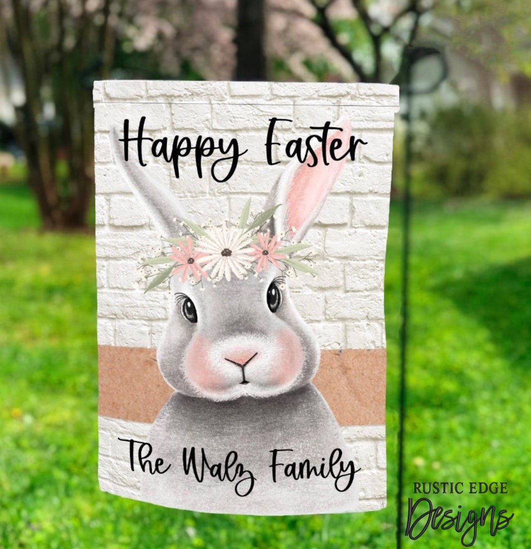 Customizable Happy Easter Bunny Garden Flag