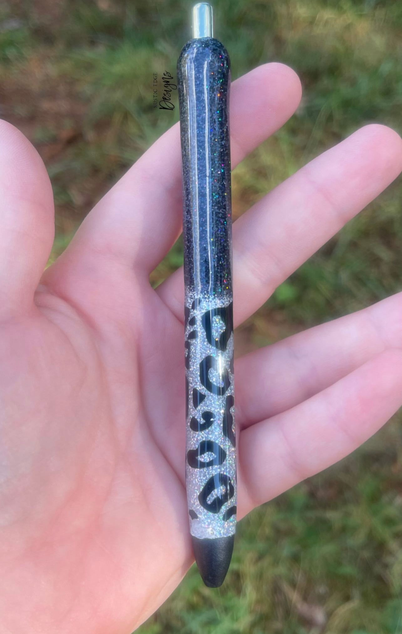 Silver & Black Leopard Epoxy Pen