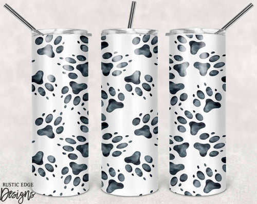 Black Paw Print Sublimation Tumbler