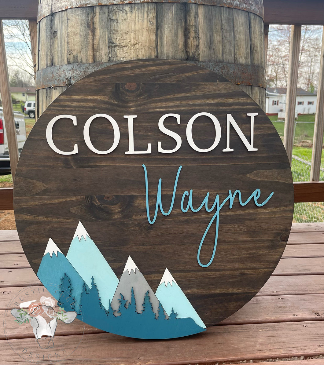 Customizable Mountain Themed Nursery Sign